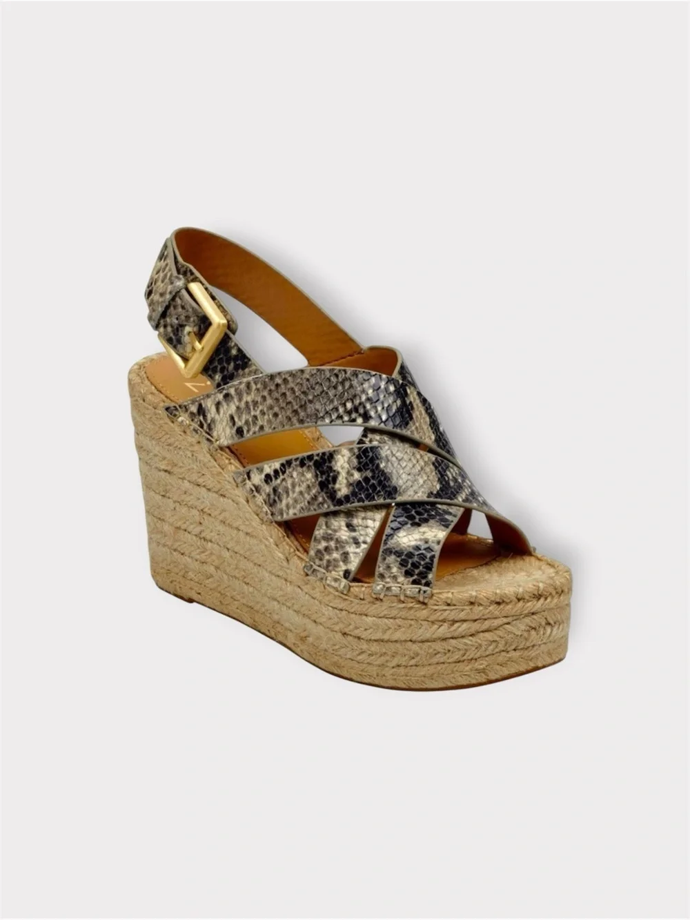 Marc Fisher Wedges Espadrille Snake Print Leather Platform Mlalenni